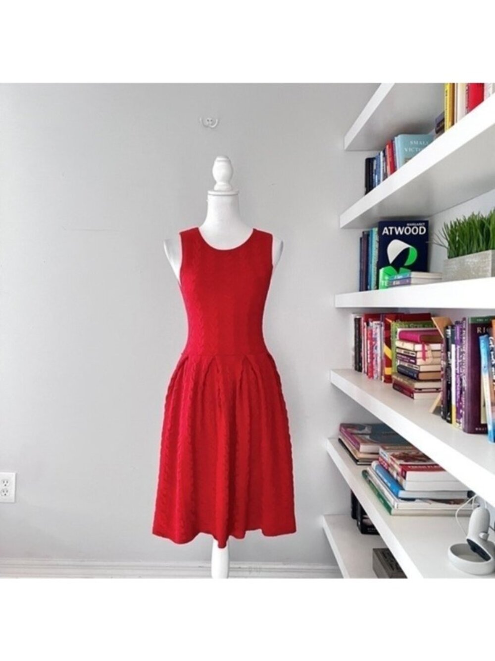 Anthropologie Far Away From Close sleeveless cable knit rust sweater dress sz S